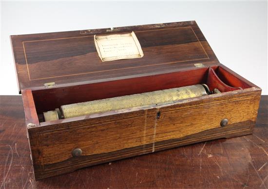 An early 20th century Swiss BB & C rosewood musical box, 19.5in.